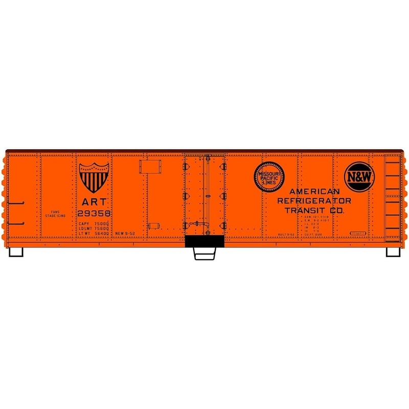 40′ Steel Refrigerator Cars kit ART N&W/MoPac #29358
