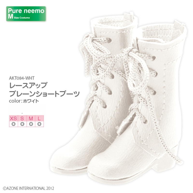 Azone AKT084-WHT Pure Neemo Lace Up Plain Short Boots White