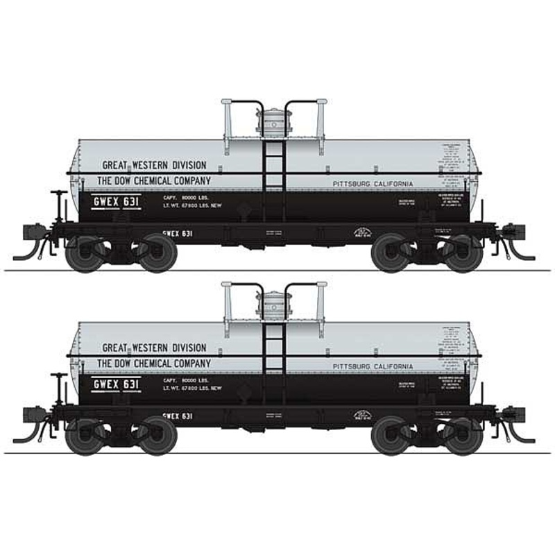 6,000 gallon Tank Car Dow 2 pack aluminum & black