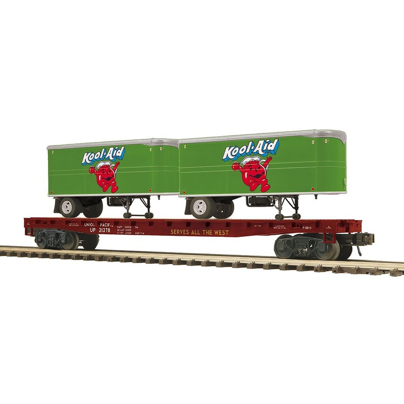 O Flatcar w/Pup Trailers UP