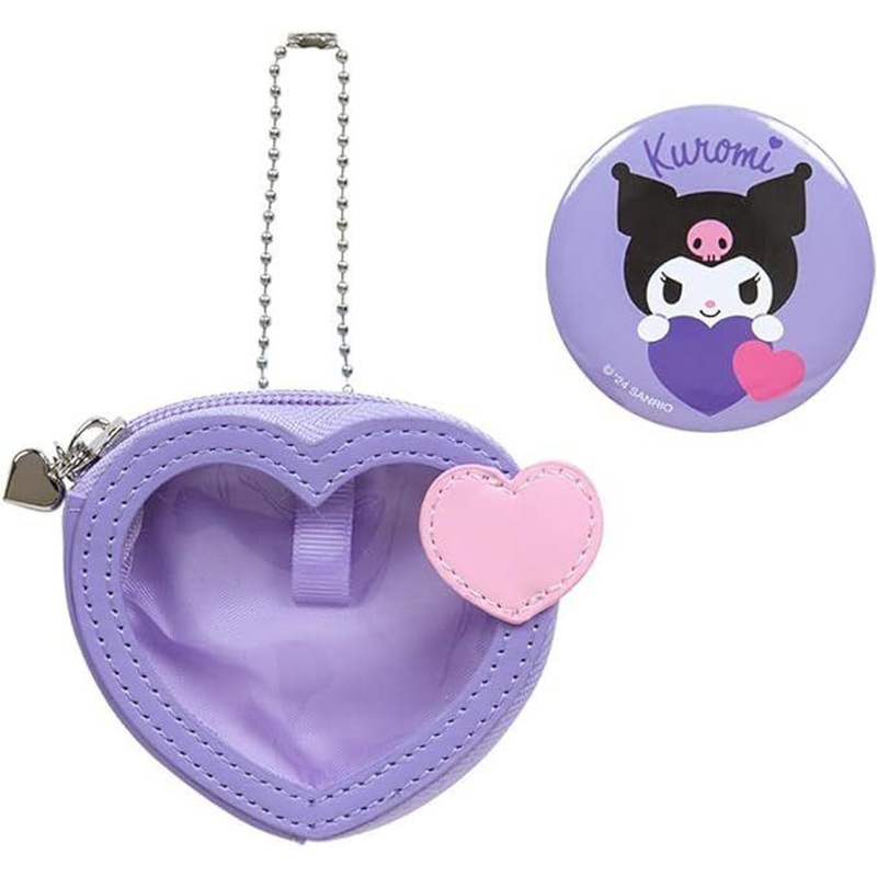 Sanrio Mini Pouch & Badge Kuromi  (Colorful Heart)
