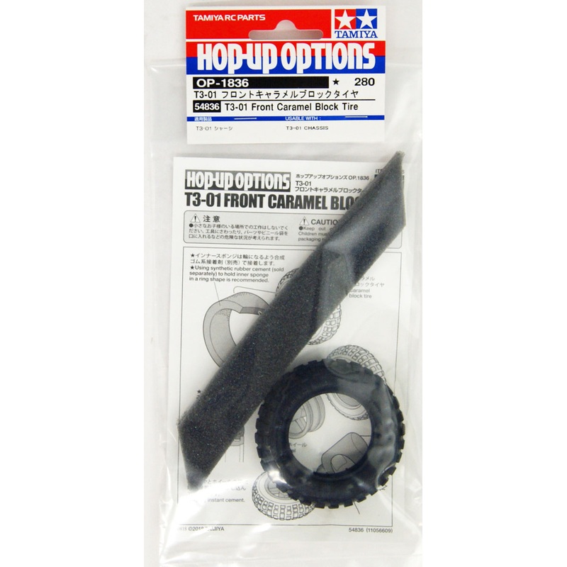 Tamiya 54836 (OP1836) T3-01 Front Caramel Block Tire