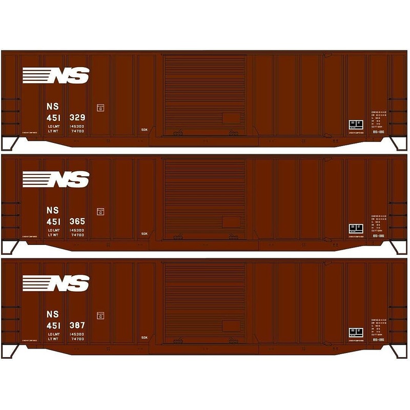 50′ Exterior Post Steel Boxcar NS 3-Car Set