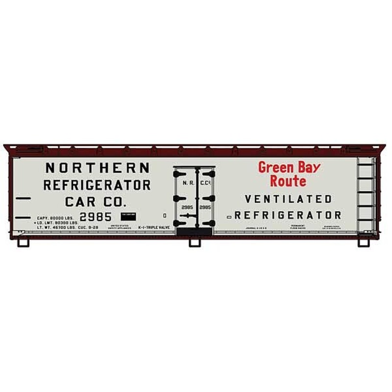 HO 40’Wd Refrig Car Green Bay Route