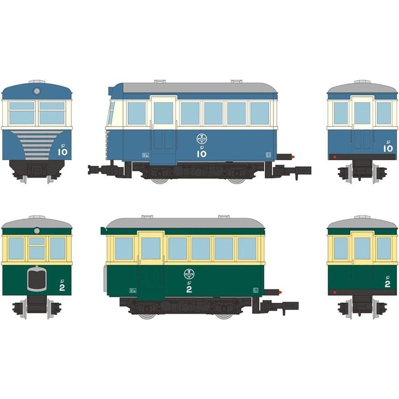 Tomytec Narrow Gauge 80 Nekoya Line JI 10 New Painting/ JI 2 Two-Tone Color (Cream/Green) 2 Cars Set