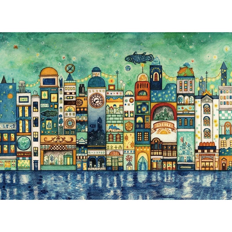 Epoch Jigsaw Puzzle 06-103 Noriko Nishimura Fairy Tale Art Night Town Full of Stars (500 Pieces)