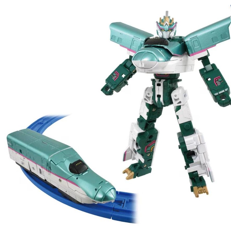 Takara Tomy Pla-Rail Shinkansen Henkei Robo Shinkalion Hayabusa and Trailer (Merging Robots)
