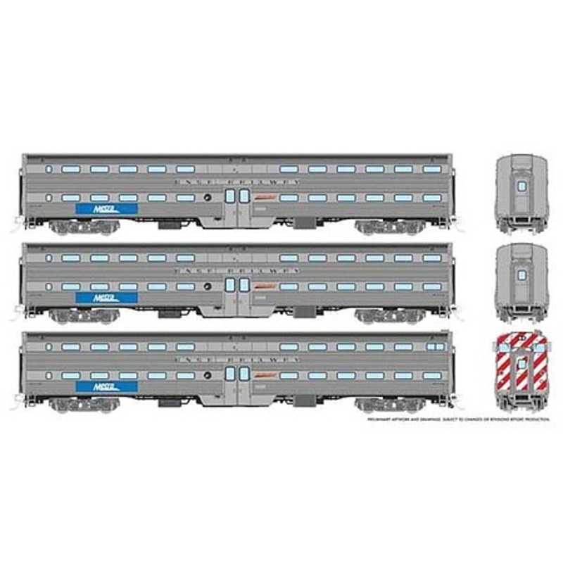 HO Budd Gallery METRA (BNSF) 3pk