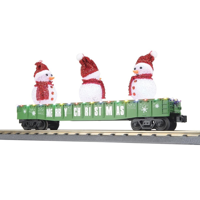 O Christmas Gondola w/Lights & Lighted Snow Men/green