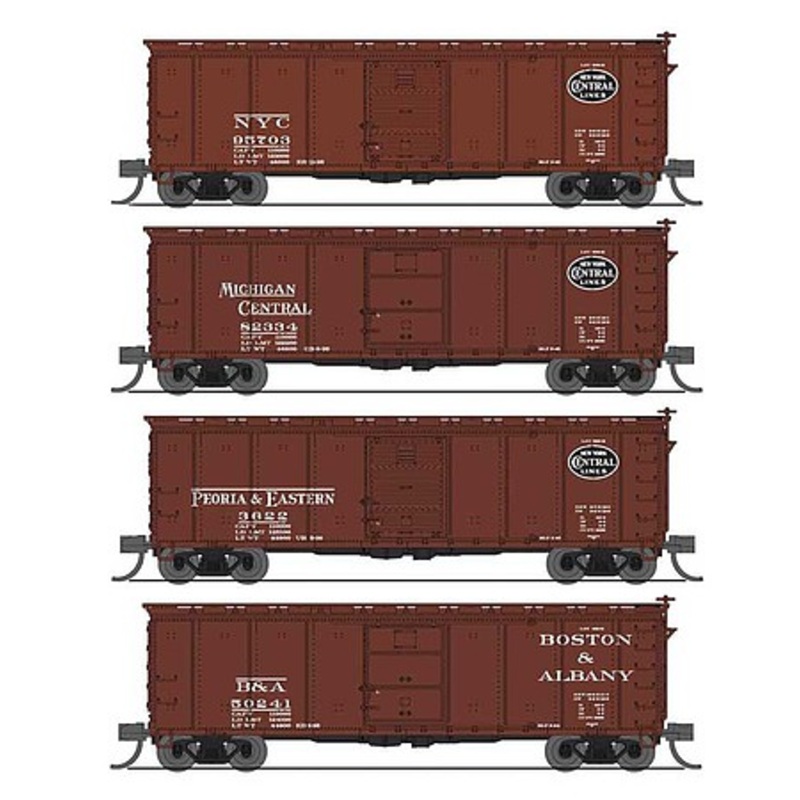 40′ Steel Boxcar 4 pack A Variety Set NYC.MC,P&E,B&A