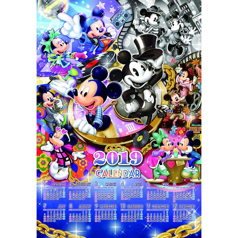 Tenyo Japan Jigsaw Puzzle D-1000-497 Mickey Fashion History 2019 Calendar (1000 Pieces)