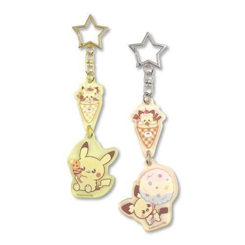 Pokemon Center Original PokePeace Frost Acrylic Key Holder Set Pikachu & Pichu (Sweets Shop)