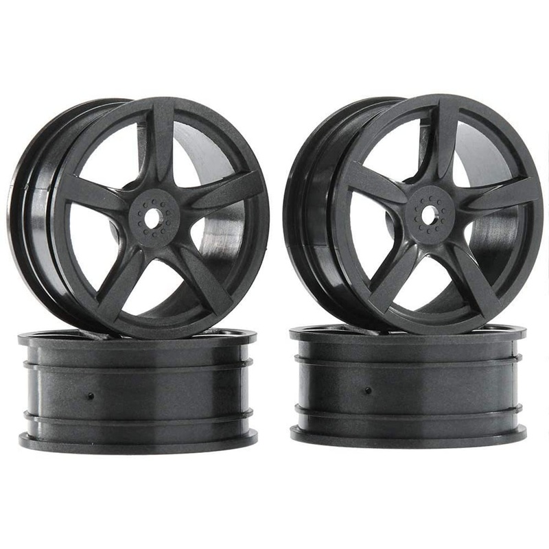 Tamiya 54739 (OP1739) RC 24mm Med Narrow 5 Sp Wheels Black Offset 0 (Hard) 4 pcs