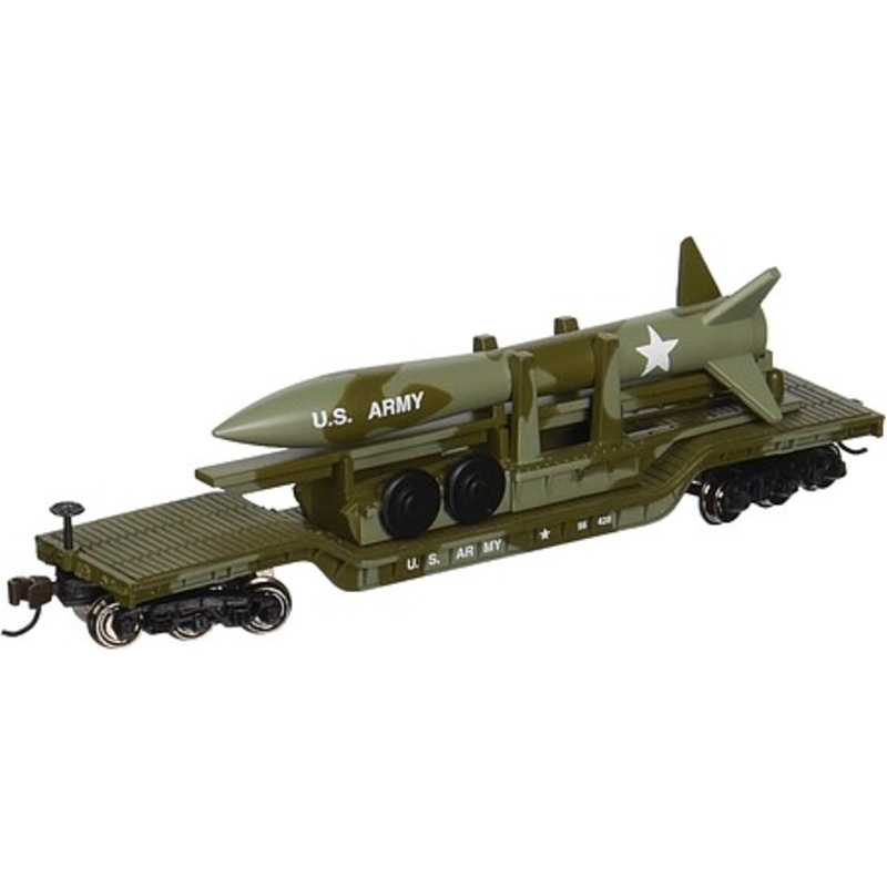 52′ Flatcar Olive Drab Military w/Missile