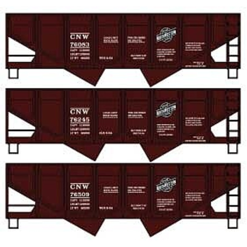 HO C&NW Panel Side Twin Hopper 3 Car Set