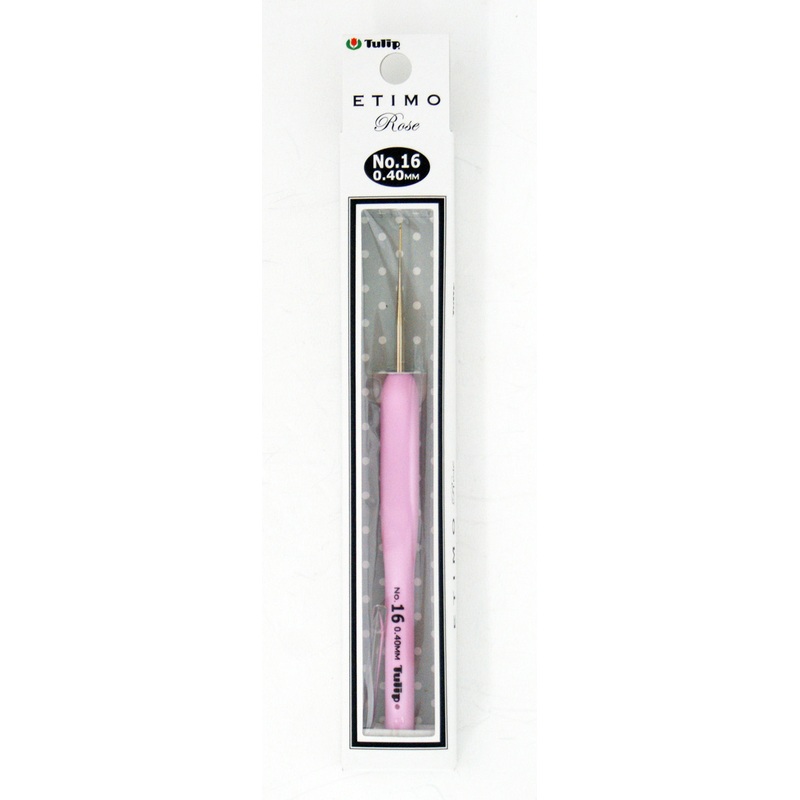 Tulip TEL-16 ETIMO Rose Steel Lace Crochet Hook with Cushion Grip No.16 (0.40mm)