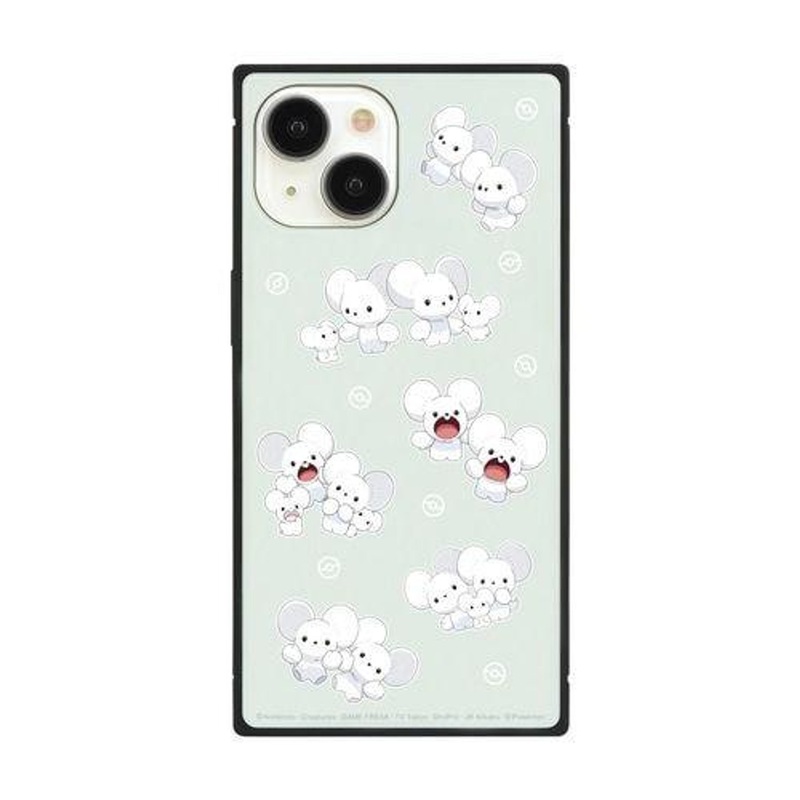 Pokemon Center iPhone 15/14/13 Compatible Square Glass Case Gray Tandemaus Maushold