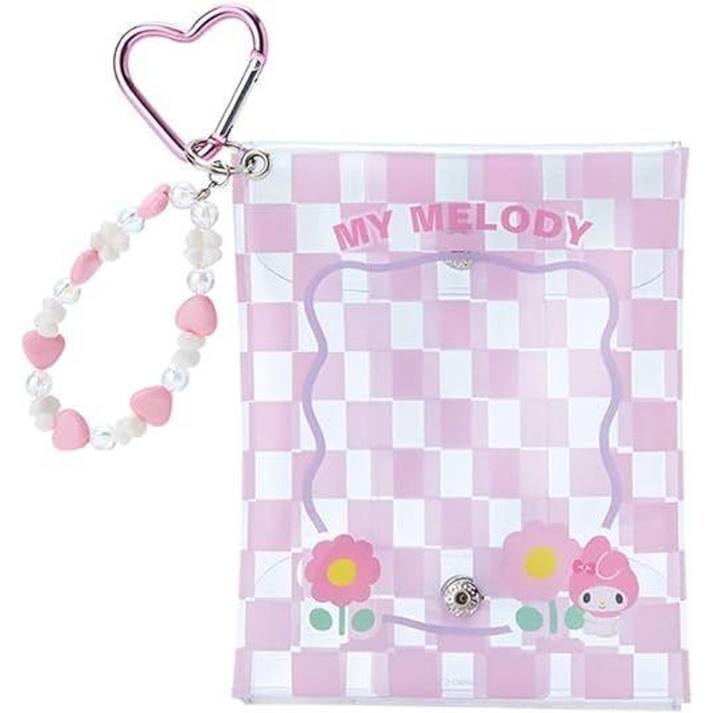 Sanrio Clear Flat Pouch with Charm – My Melody (Pastel Checkers)