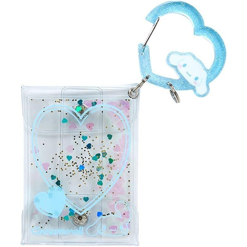 Sanrio Clear Pouch with Carabiner Cinnamoroll  (Colorful Heart)