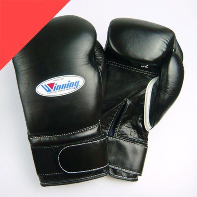 Winning Boxing Gloves MS-400-B Hook-and-Loop Pro Type 12 oz Black(Made in Japan)
