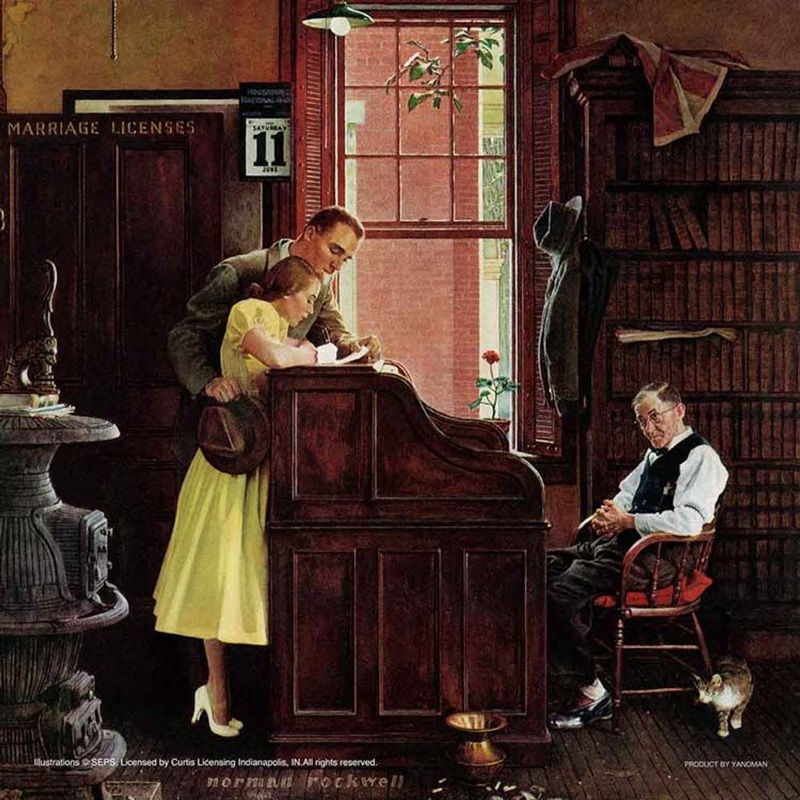 Yanoman 36-05 Jigsaw Puzzle Norman Rockwell Illustration Marriage License  (Square Puzzle) (306 Pieces)
