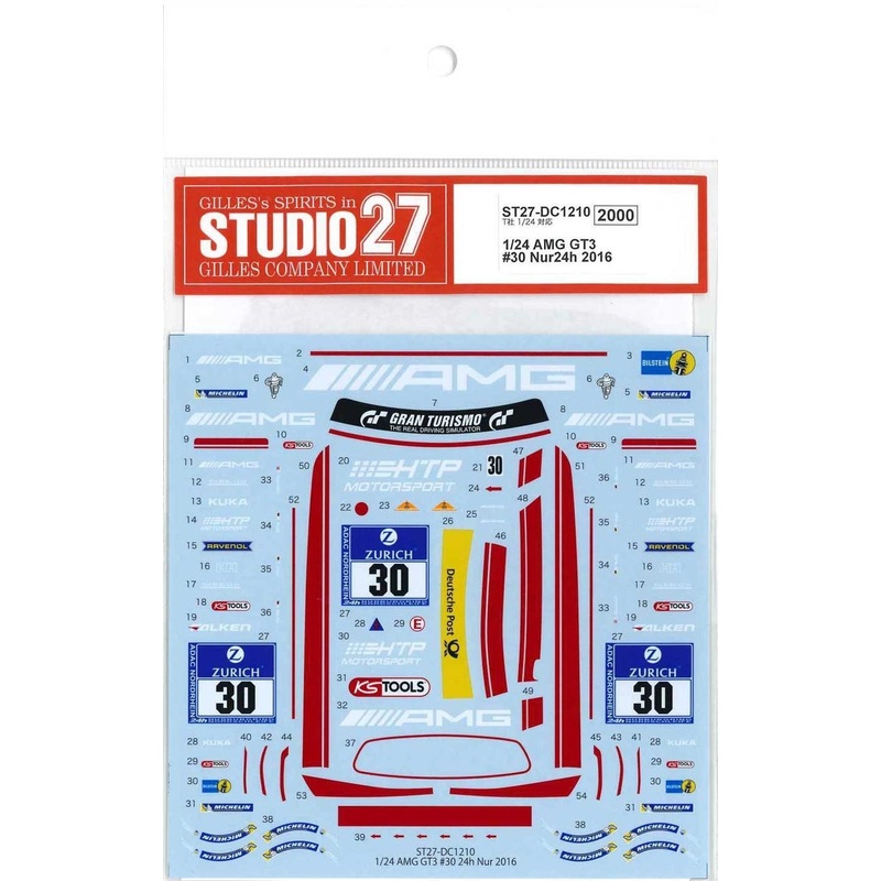 Studio27 ST27-DC1210 AMG GT3 #30 Nur24H 2016 Decal for Tamiya 1/24 Scale