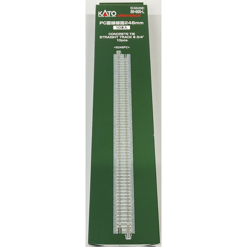 Kato 20-005-L 248mm (9 3/4′) Concrete Tie Straight Track S248PC (10 Pieces) (N scale)