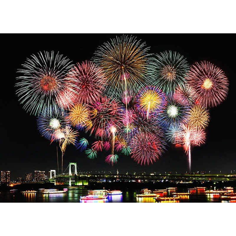 Epoch 71-881 Jigsaw Puzzle Tokyo Fireworks Rainbow Bridge in Odaiba (500 Pieces)