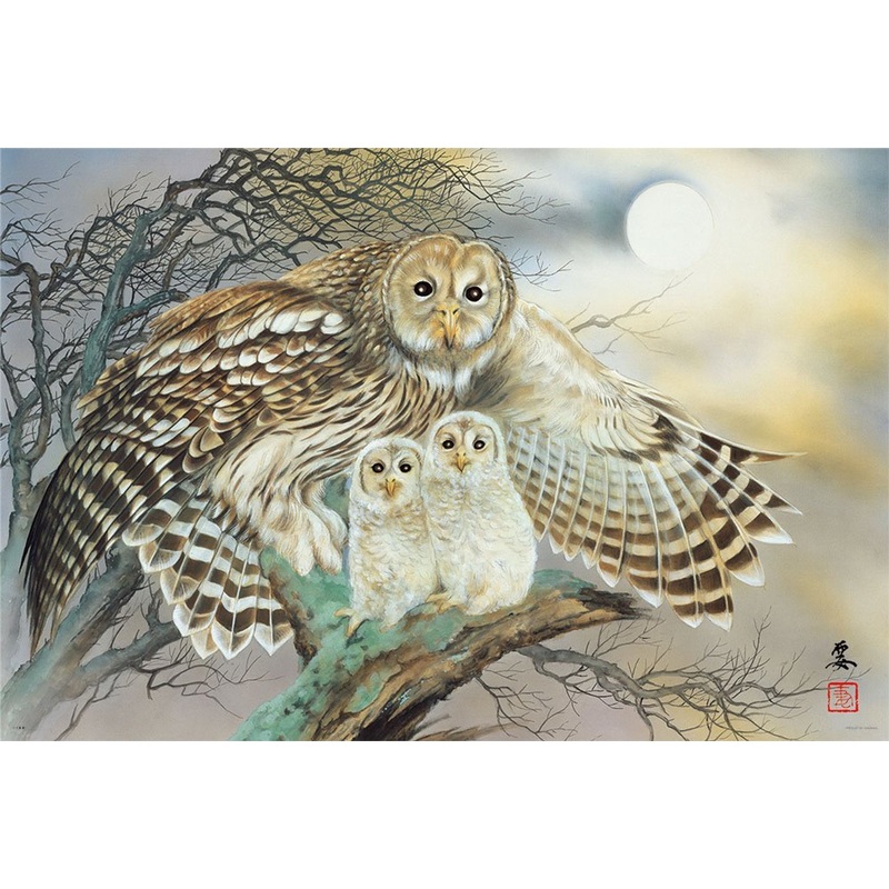 Yanoman Jigsaw Puzzle 10-1312 Kaname Ozuma Owl Family (1000 Pieces)
