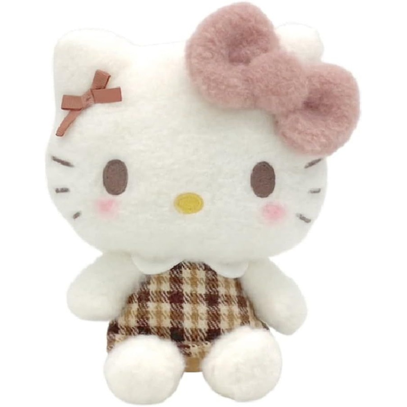 Nakajima Sanrio Plush Toy S Hello Kitty (Fluffy Mocha Check)