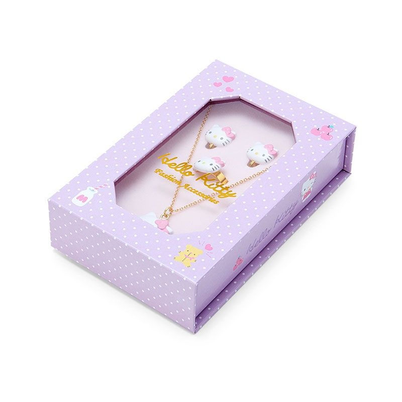 Sanrio Accessories 3 Pieces Set (Necklace Earrings Ring) Hello Kitty