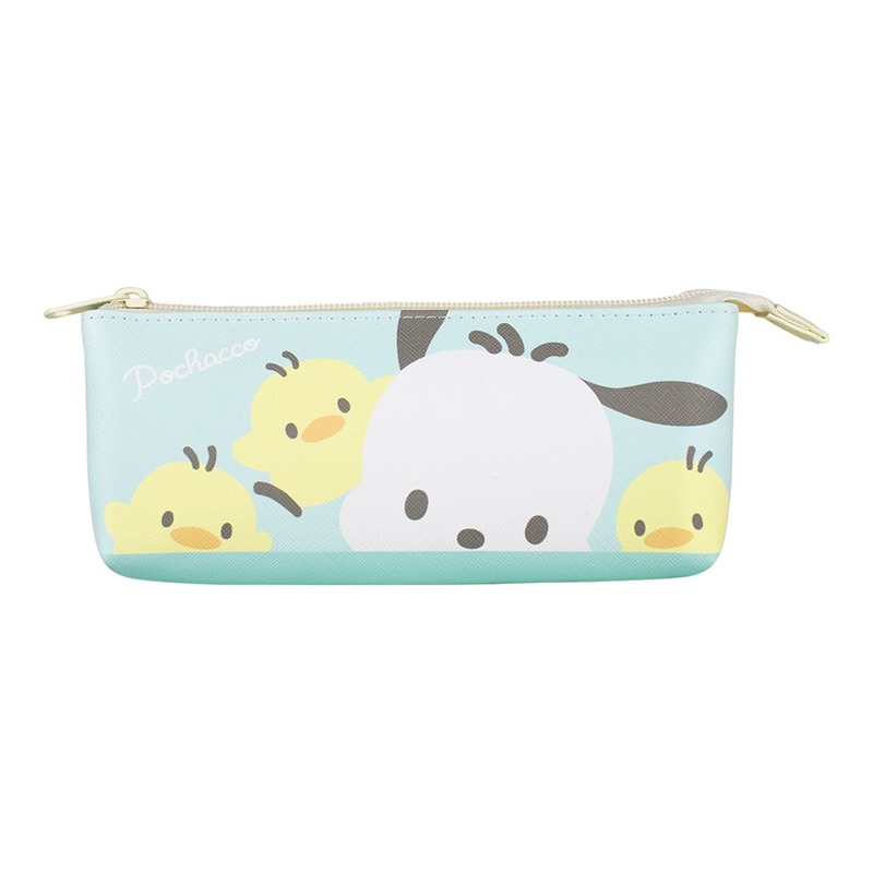T’s Factory Sanrio Slim Boat-Shaped Pouch – Green & Yellow – Pochacco and Pom Pom Purin