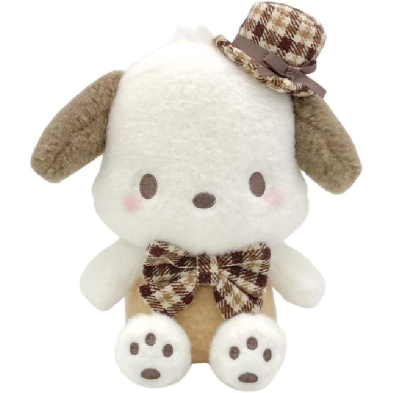 Nakajima Sanrio Plush Toy S Pochacco (Fluffy Mocha Check)