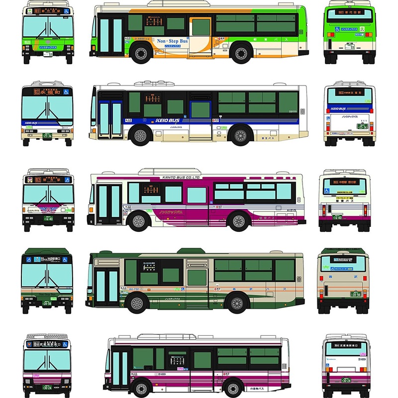 Tomytec The Bus Collection Shinjuku Station West Exit Bus Terminal Set A 5 Bus Set (N scale)