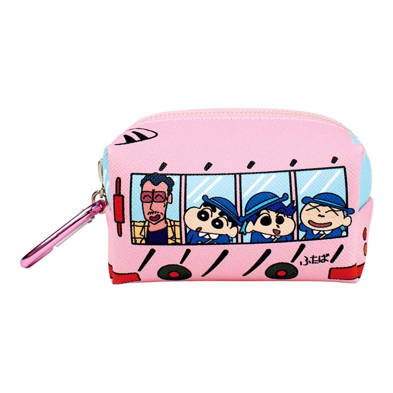 T’s Factory Mini Pouch with Carabiner Crayon Shin-chan School Bus