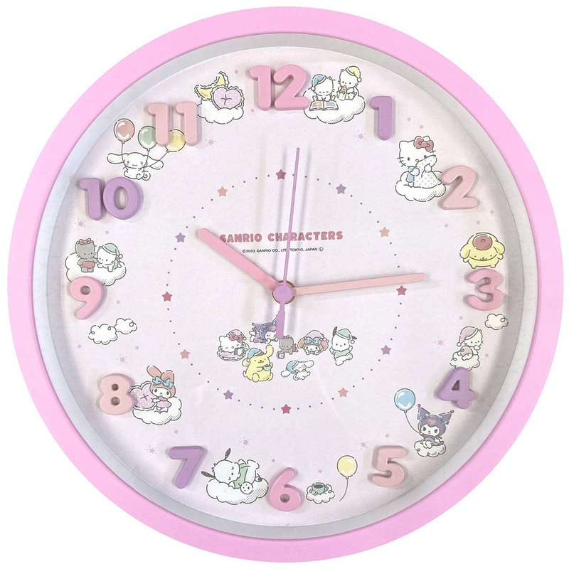 T’s Factory Sanrio Wall Clock Characters Pink