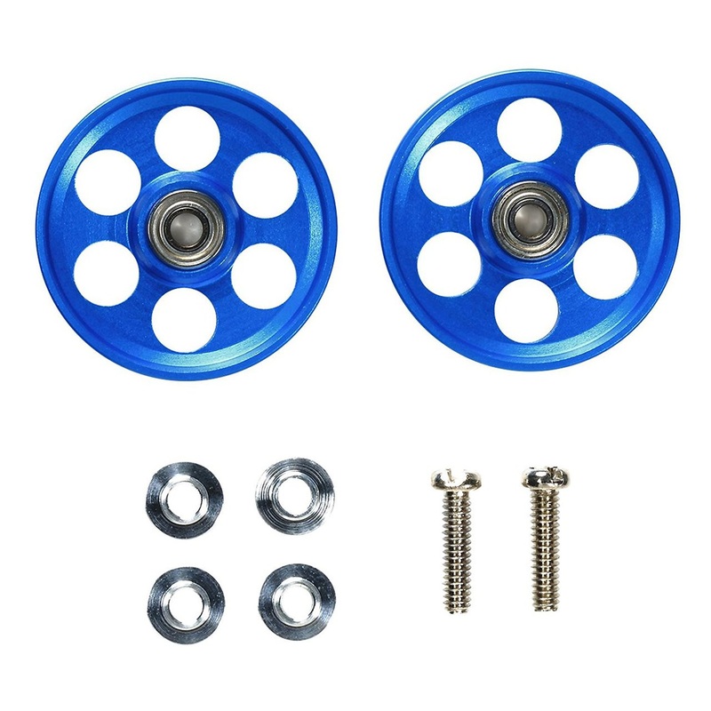 Tamiya 95315 Mini 4WD 19mm Alum Ball-Race Rollers HG LW (Ringless/Blue)