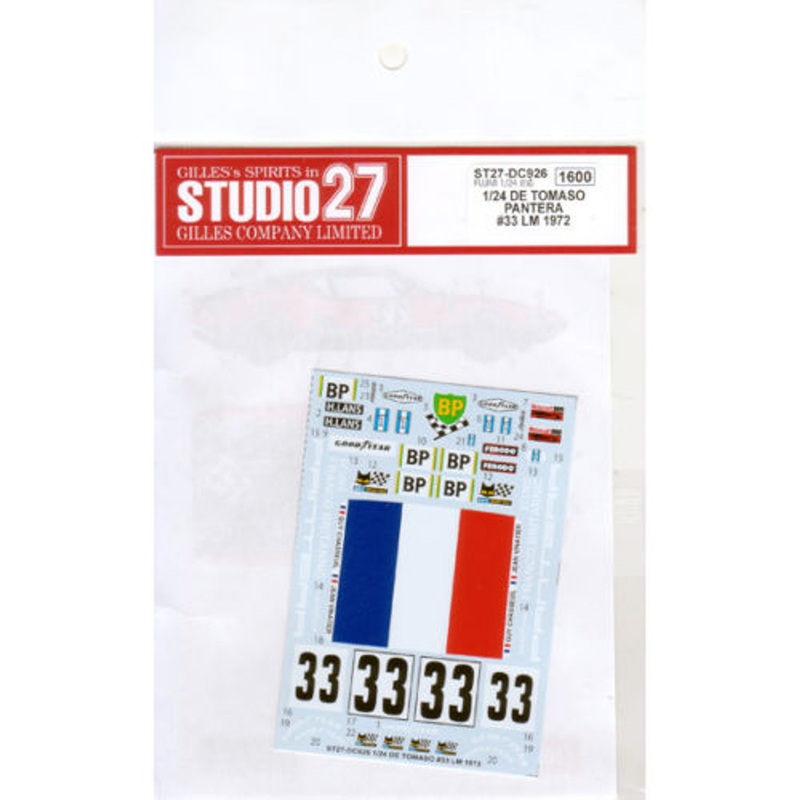 Studio27 ST27-DC926 De Tomaso Pantera #33 LM 1972 for Fujimi 1/24