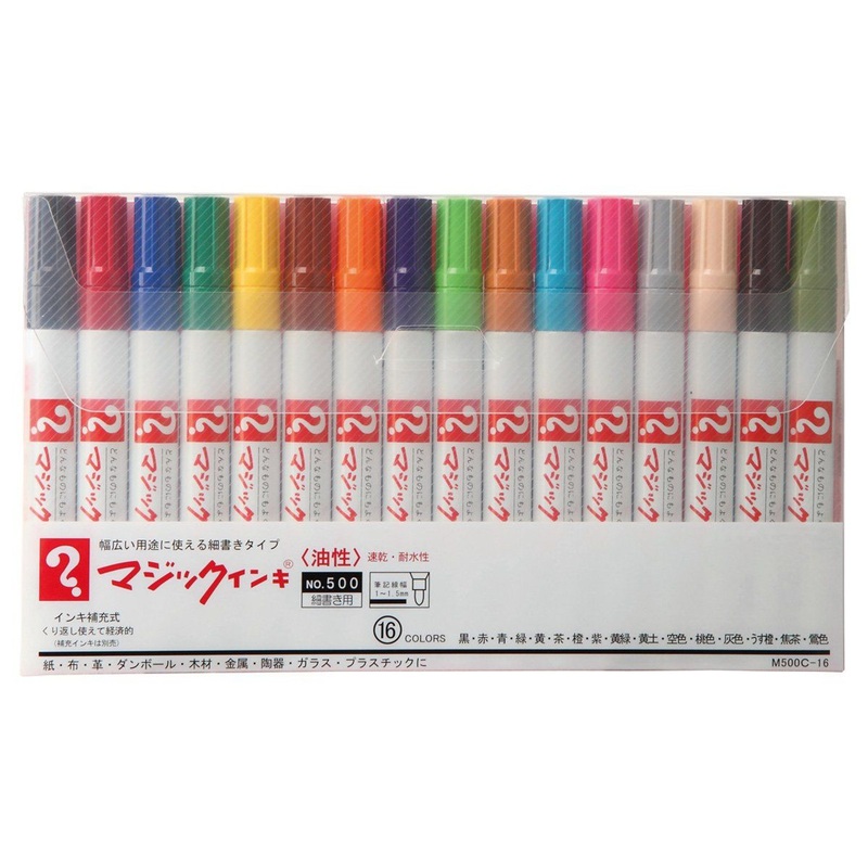 Teranishi Chemical Magic Ink Marker No. 500 Fine Tip 16 Colors M500C-16