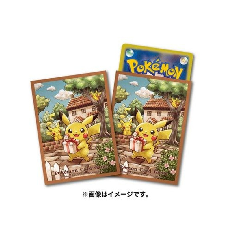 Pokemon Center Original TCG Deck Sleeves Present Giving Pikachu