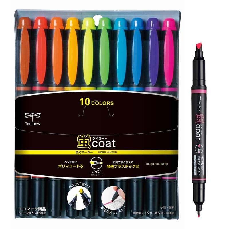 Tombow Pencil Highlighter Hotaru Coat Twin Type Strong Pen Tip 10 Colors WA-TC10C