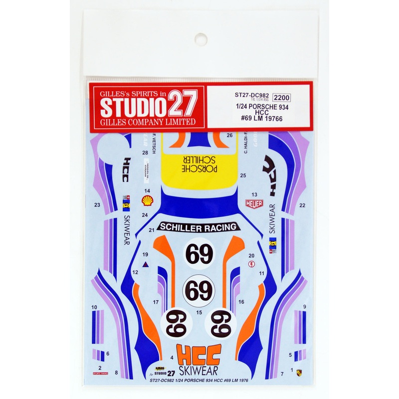 Studio27 ST27-DC982 Porsche 934 HCC #69 LM 1976 Decal for Tamiya 1/24