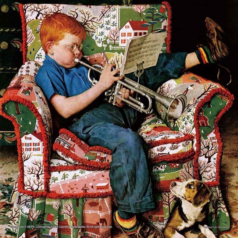Yanoman 36-06 Jigsaw Puzzle Norman Rockwell Illustration Trumpet Practice (Square Puzzle) (306 Pieces)