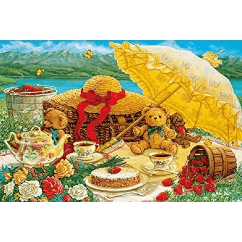 APPLEOne Jigsaw Puzzle 1000-785 Yellow Parasol and a Teddy Bear (1000 Pieces)