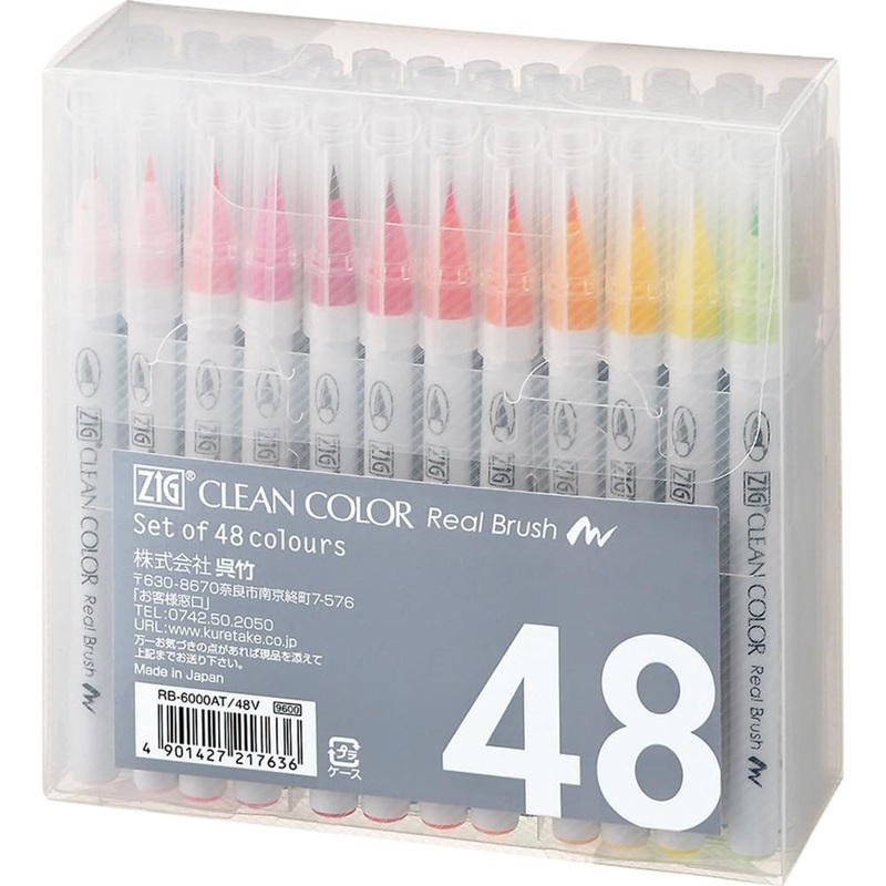 Kuretake Zig Clean Color Real Brush 48 Color Brush Pen RB-6000AT/48V