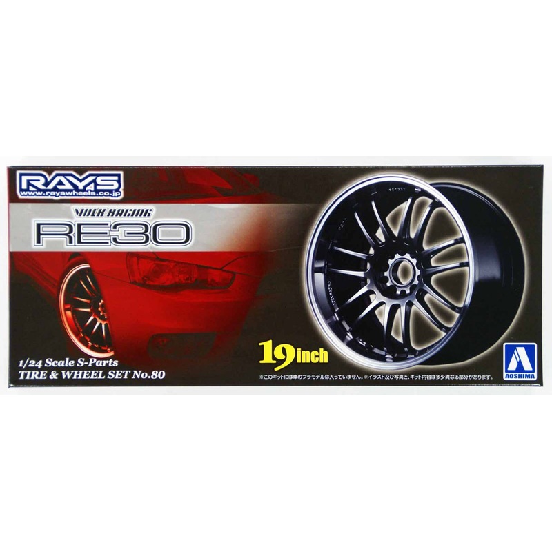 Aoshima 49549 Tire & Wheel Set No. 80 Volk Racing RE30 19 inch 1/24 Scale Kit