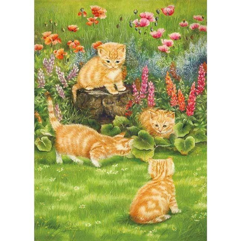 Jigsaw Puzzle 500-333 A Garden with Kittens and Sunlight (500 Pieces)