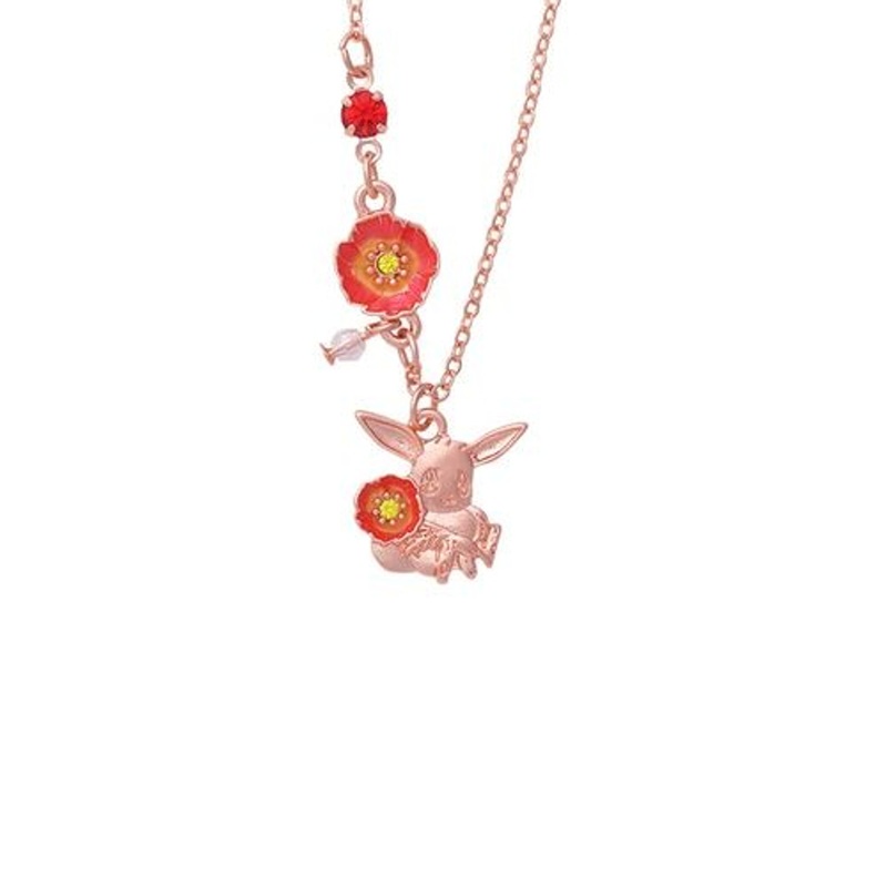 Pokemon Center Original Necklace Eevee  Fleur de Coquelicot