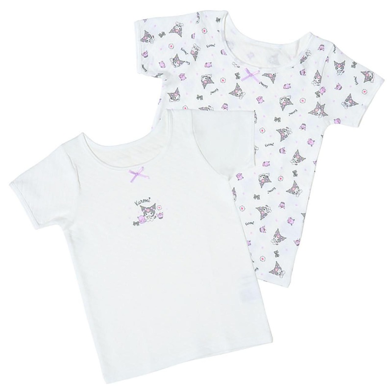 Sanrio Kuromi Kids Quilted Short Sleeve Undergarments 2-Piece Set With Name Label Inside