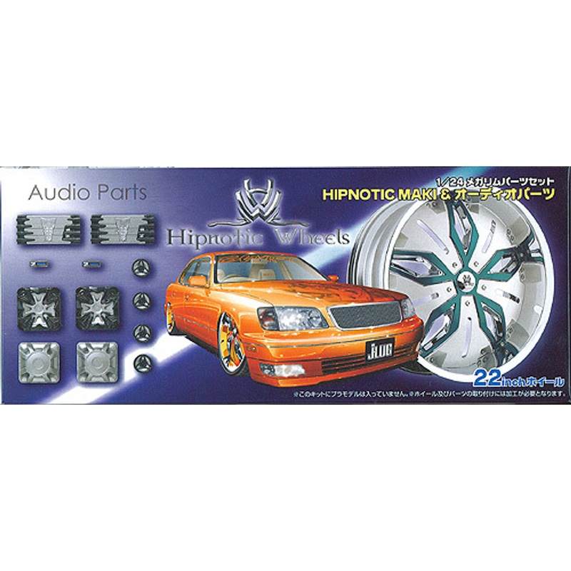 Aoshima 50408 HIPNOTIC MAKI 22 inch Wheel & Audio Parts Set 1/24 Scale Kit